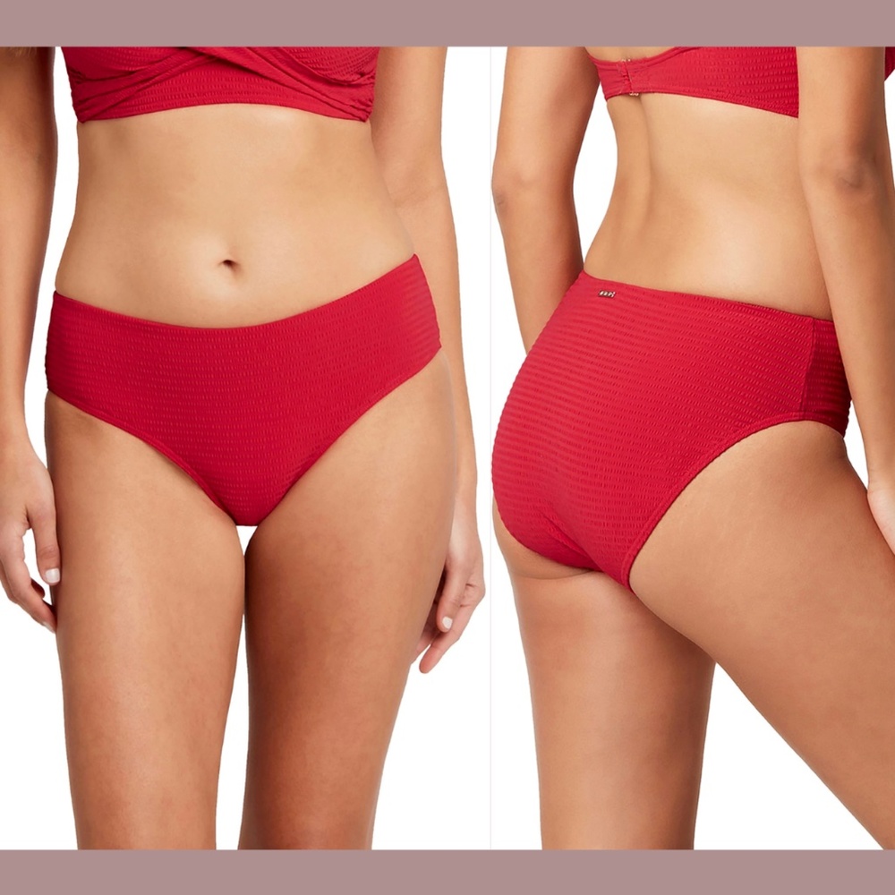 NEW $60‎ Sea Level [ 6 US ] Messina Textured Mid Bikini Bottom in Red